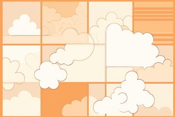 Ivory apricot and cloud cute square pattern