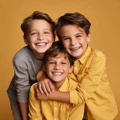 Three Young Boys Posed for Picture