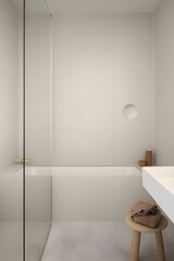 Fototapeta na wymiar Bathroom interior in a minimalist style, AI