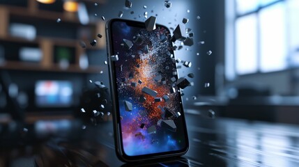 Shattered Iphone on Table