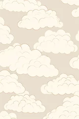 Tuinposter Ivory beige and cloud cute square pattern © Michael