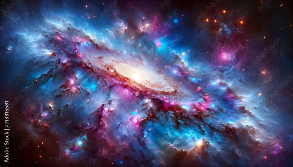 Wall mural mesmerizing space background with a blending galaxies in abstract background wallpaper