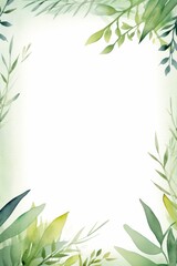 Green Leaves on White Background - Picture Frame