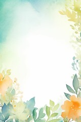 Watercolor Painting of Flowers and Leaves