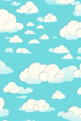 Ivory cyan and cloud cute square pattern
