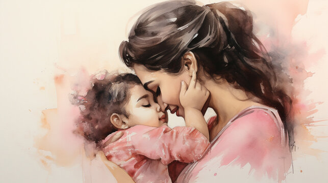  middle aged mother holding her baby, natural skin with details and showcasing her motherhood