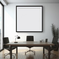 Empty Conference Room With Large Picture Frame