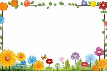 Picture Frame With Flowers and Butterfly