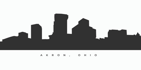 Akron city skyline silhouette illustration. Ohio skyscraper high building in vector - obrazy, fototapety, plakaty