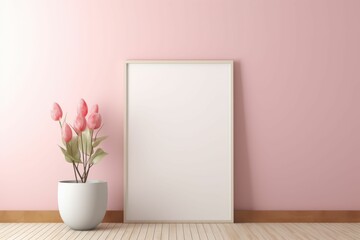 Pink Flowers in White Vase Beside Pink Wall