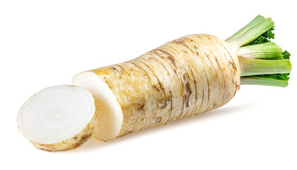 Fresh horseradish horseradish root isolated on white background.
