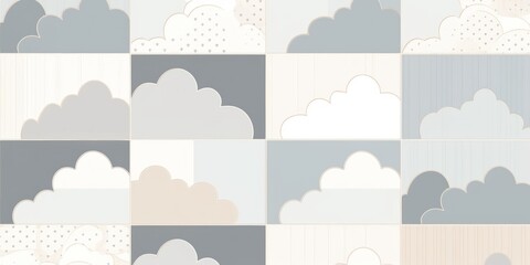 Ivory gray and cloud cute square pattern