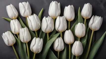white tulips on black