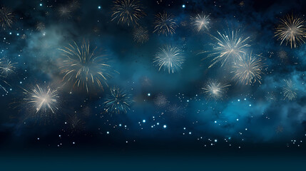 Fototapeta premium Beautiful creative holiday background with fireworks and sparkles