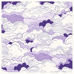 Ivory purple and cloud cute square pattern, in the style of minimalist line drawings