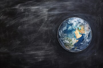 Planet earth drawn on blackboard, concept of environmental preservation and Earth Day.