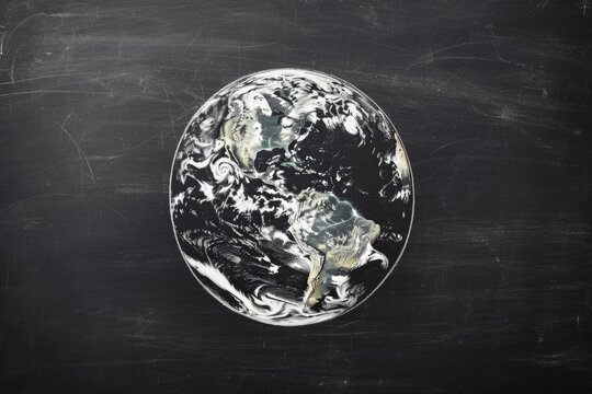 Planet earth drawn on blackboard, concept of environmental preservation and Earth Day.