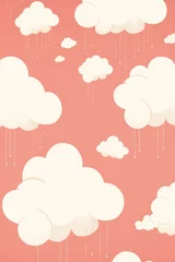 Deurstickers Ivory ruby and cloud cute square pattern, in the style of minimalist line drawings © Michael