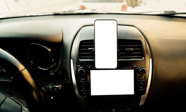 Phone in a car, mock up image 