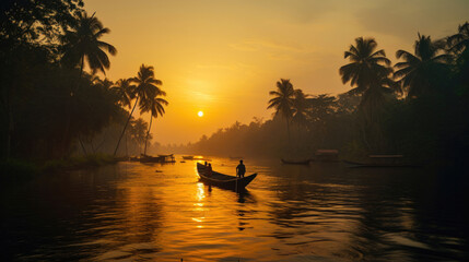 Coastal Bliss: Mesmerizing Sunrise in Kerala's Backwaters