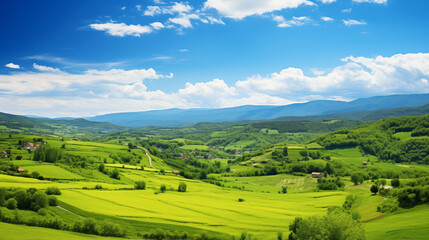 Fototapeta na wymiar landscape with hills and blue sky