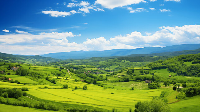 landscape with hills and blue sky