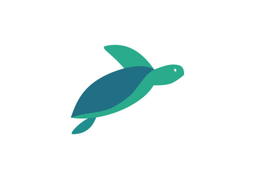 blue turtle vector icon logo illustration white background