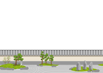 枯山水の庭園のイラスト