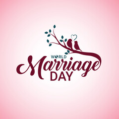Typography concept design for World Wedding Day creative romantic editable design, banner, poster, vector illustration. A partner emphasizes beauty and loyalty, wedding logo, Valentine's Day concept
