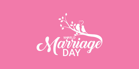 Typography concept design for World Wedding Day creative romantic editable design, banner, poster, vector illustration. A partner emphasizes beauty and loyalty, wedding logo, Valentine's Day concept