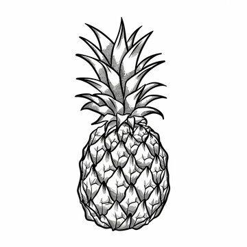 Vector illustration of black and white pineapple. Use for t-shirt drawing, slogans, prints, wall art, graphics, abstract art, logo, icons