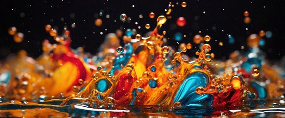Abstract colorful liquid water splash