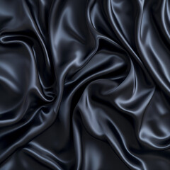 Fototapeta premium Top view of the shiny texture of satin silk, . Shiny black silk backgroun