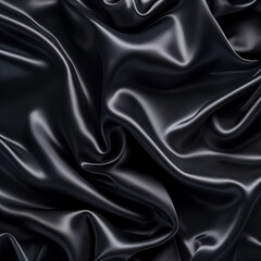 Obraz premium Top view of the shiny texture of satin silk, . Shiny black silk backgroun