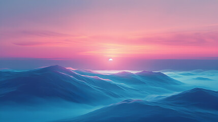 Abstract  Minimalist Sunset with Majestic Mountains