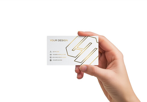 Business Card Mockup in Woman Hand. Generative Ai
