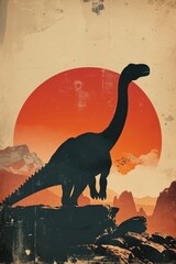 A Minimalist Poster Illustrating the Graceful Diplodocus, an Icon of the Jurassic Era, in a Stunning Fusion of Modern Design and Prehistoric Majesty