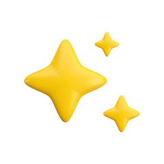 Vector 3d gold sparkle star set on white background. Cute realistic cartoon 3d render, glossy yellow four pointed shining stars concept for magic sparkling decoration, web, game, app, flash symbol