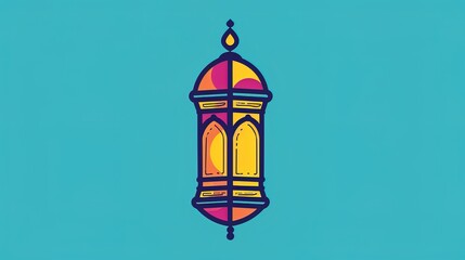 Fototapeta na wymiar Simple Doodle Art Arabic Lantern with Solid Colors - AI Generated