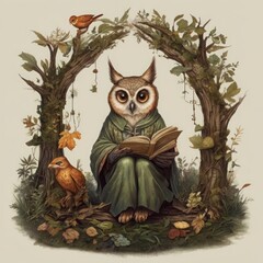 an educated owl!  - obrazy, fototapety, plakaty