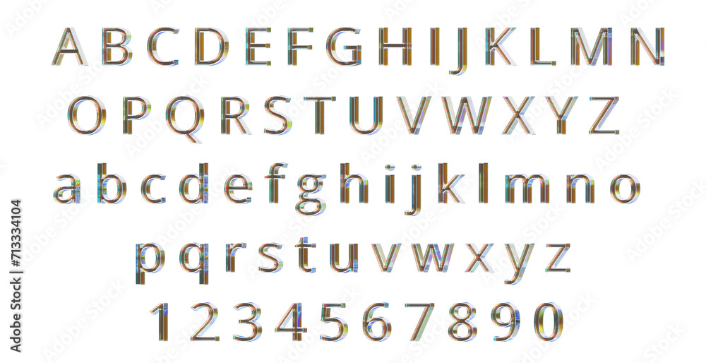 Fototapete crystal alphabet set isolated background 3d rendering