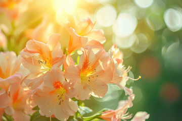 A bouquet of flowers bathed in soft sunlight