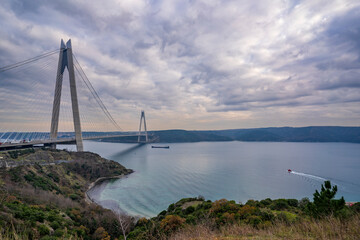 Yavuz Sultan Selim Bridge over Istanbul Bosphorus  view in Turkey