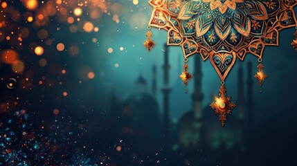islamic ornament element for greeting card - AI Generated - obrazy, fototapety, plakaty