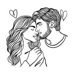 Romantic couple in love, hand drawn vector illustration