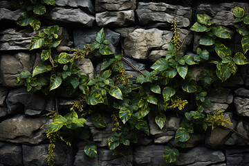 Stone Texture with Plants and Roots
