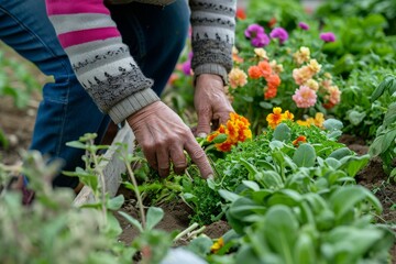 Fototapeta premium Person Engages In Sustainable Community Gardening, Promoting Local Food Production And Habitat Restoration
