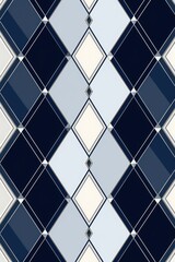 Navy argyle and gray diamond pattern, in the style of minimalist background