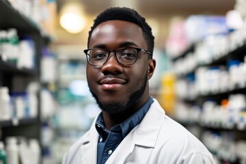 Obraz premium Confident African American Pharmacist Engaging With The Camera