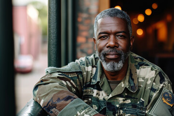 Fototapeta premium Connecting With Viewers: Confident African-American Vet Strikes A Pose In This Stock Photo